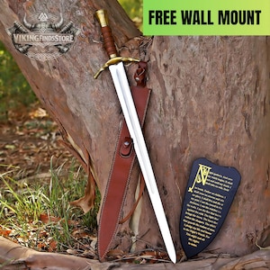 Handmade Steel Elven King Long Sword, Medieval Fantasy Replica, Decorative Viking Sword for Wall Hanging With free Wall Mount