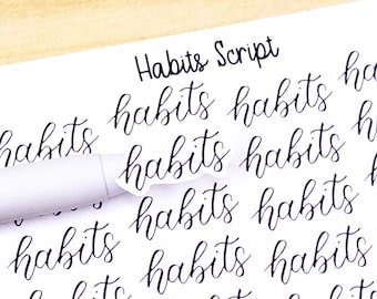 Habits Script Planner Sticker Sheet 48 Stickers Bujo Calligraphy