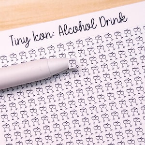 Petite icône : Boisson alcoolisée, fête, célébration, vin, alcool, traqueur, griffonnage, feuille d'autocollants fonctionnels, carrée, 5 mm, style dessin au trait bujo