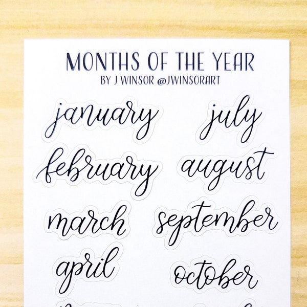 Months Planner Sticker Sheet Bujo Calligraphy January February March April May June July August September October November December