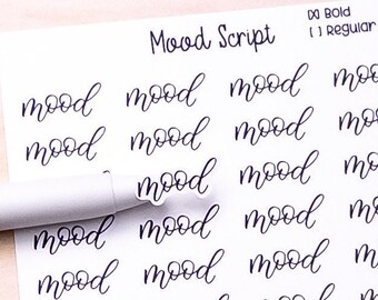 Mood Script Planner Sticker Sheet 48 Stickers Bujo Calligraphy