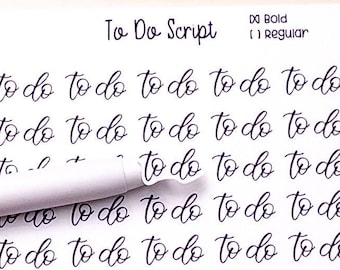 Foglio di adesivi per agenda "To Do Script" con 55 adesivi per bullet journal e calligrafia.