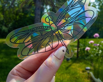 Dragonfly Suncatcher Window Decal Prism Rainbow Iridescent Holographic Sticker