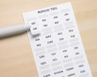 Monthly Tabs – Minimal Planner Labels for Hobonichi, Journals, and Notebooks (Months + Extras)
