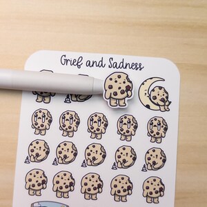 Trauer und Traurigkeit Cookie Planner Sticker Bogen Niedlich Kawaii Kunst Trauer Verlust Tod Depression Gedenkstätte Erinnerung RIP Trauern Weinen