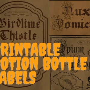 Potion Bottle Labels Printable Instant Digital Download PDF Poison Halloween Party Decoration
