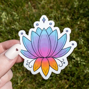 Lotus Bloem Sticker Geïllustreerd Vinyl 3 inch