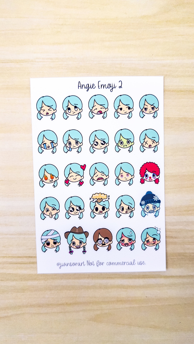 Angie Emoji Mood Planner Stickers: Kawaii Chibi Girl Bujo - Etsy