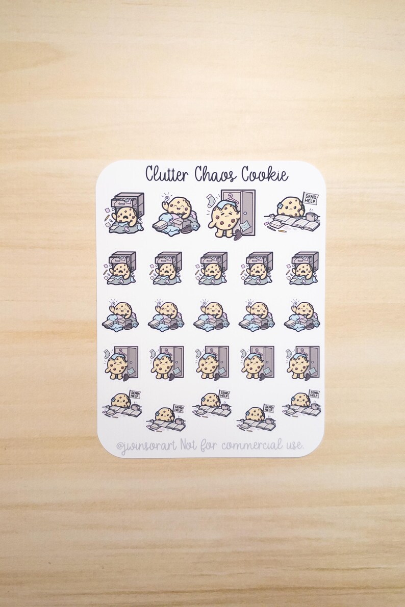 Clutter Chaos Cookie Sticker Sheet – Cute Messy Room Planner Stickers ...