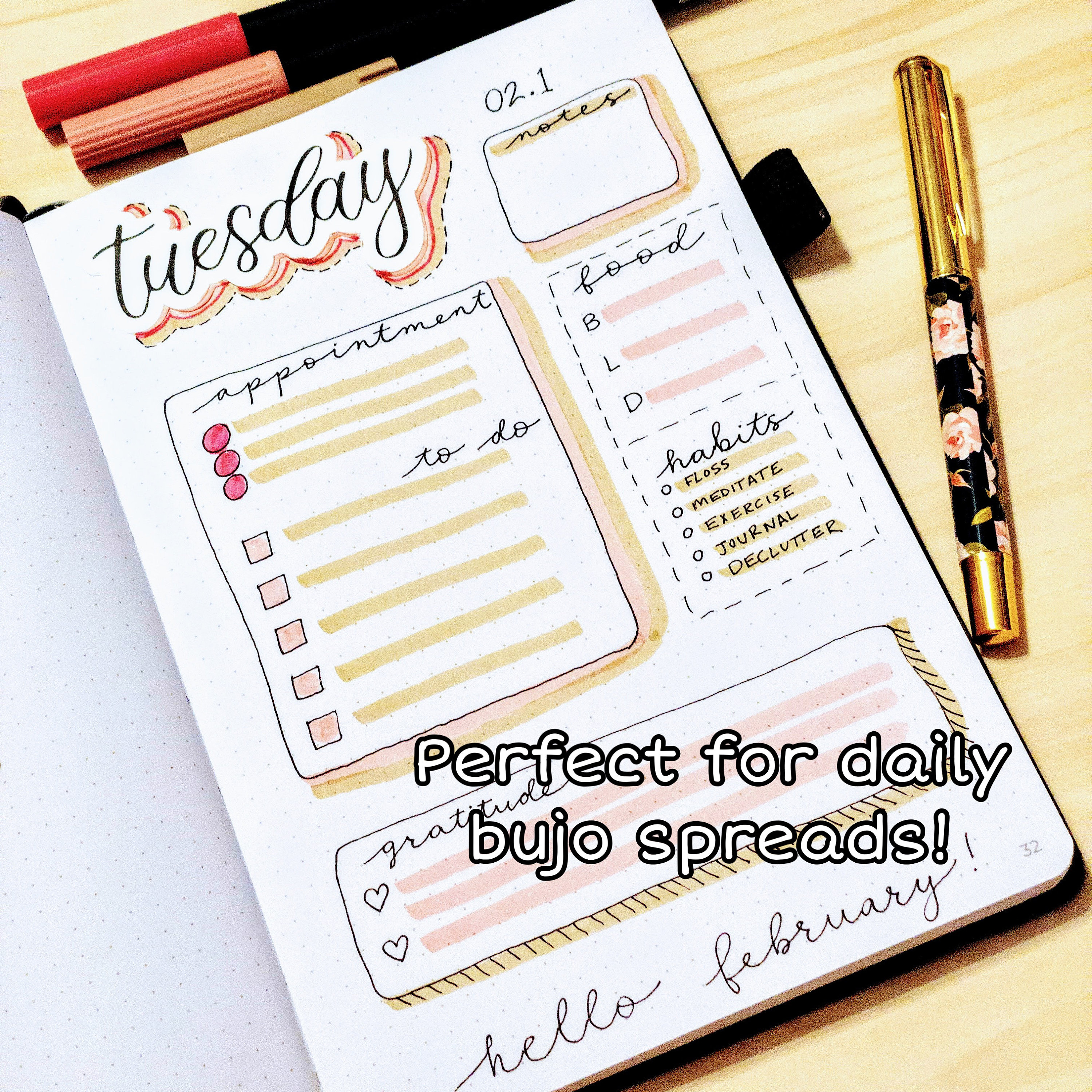 Days of the Week Headers Bouncy Calligraphy Printable Instant Digital ...