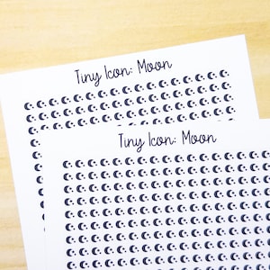 Tiny Icon: Moon Doodle Functional Sticker Sheet 5 mm Square Night Stars Bedtime Nighttime Bujo Line Art Style
