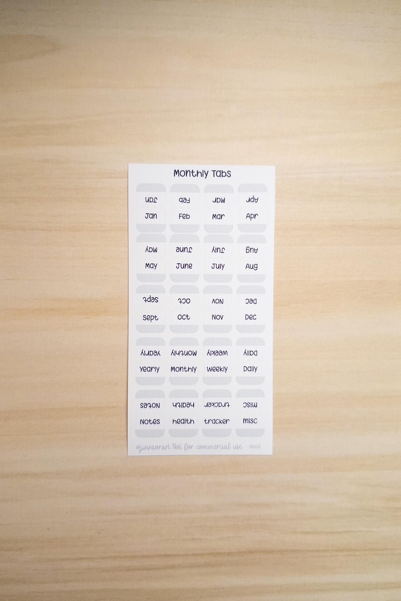 Notebook Sticker Tabs Rounded Corners Monthly Tabs – Minimal Planner Labels for Hobonichi, Journals, and ...