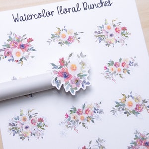 Watercolor Floral Bunches Planner Sticker Sheet Deco Decorative Flowers Stickers Bujo