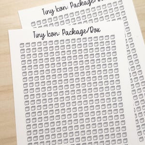 Tiny Icon: Package Box Functional Sticker Sheet 5 mm Square Mail Delivery Shipment Parcel Moving Boxes Bujo