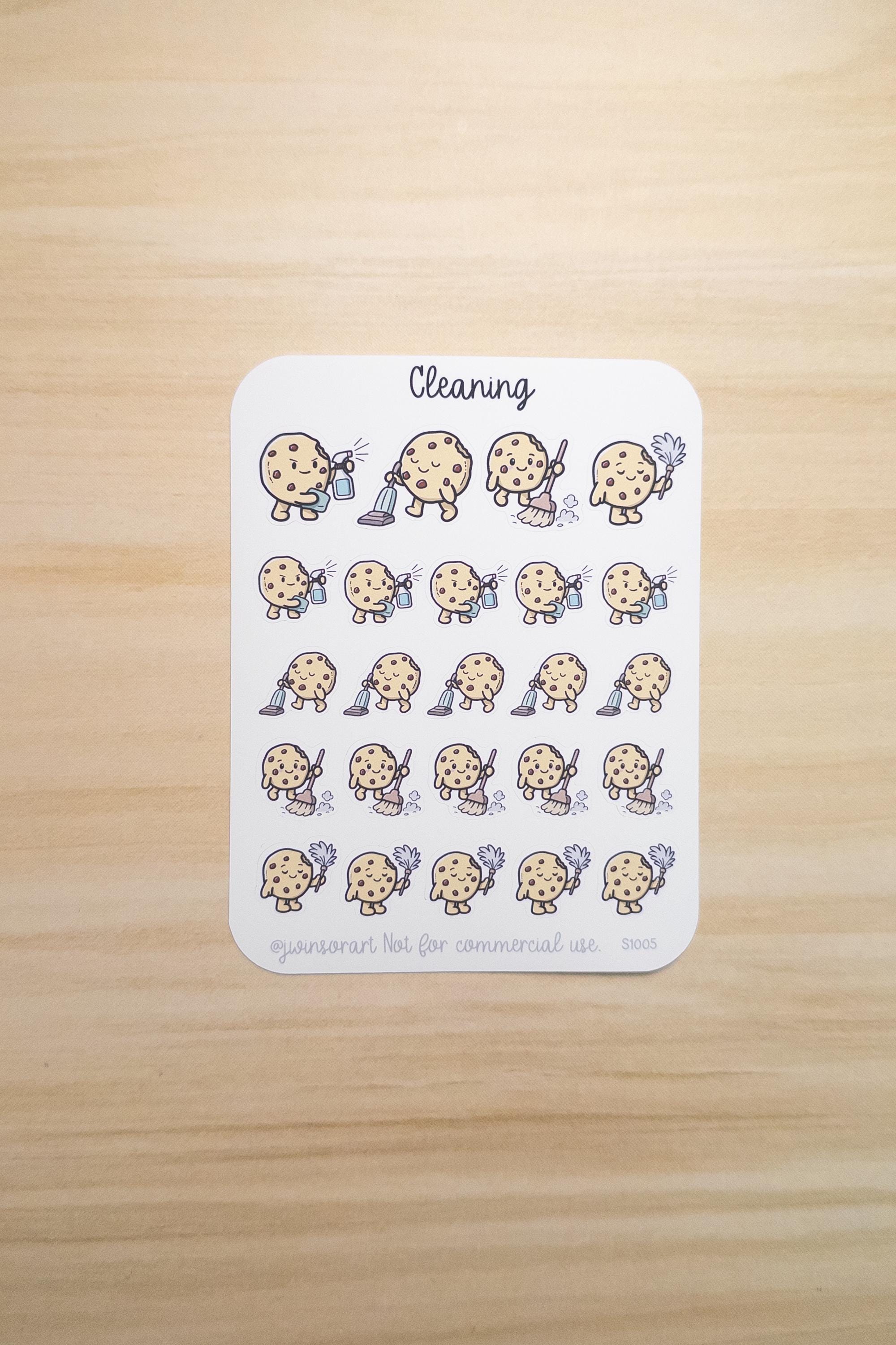 Cleaning Cookie Stickers – Vacuum, Sweep, Dust, & Wipe Planner Stickers ...