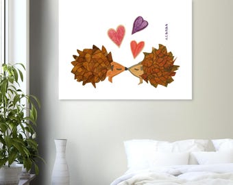 Hedgehogs in love: Wall art