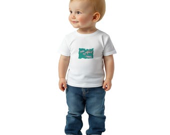 Baby Crewneck T-shirt White: Cute Airplane Shirt for your vacation moment.