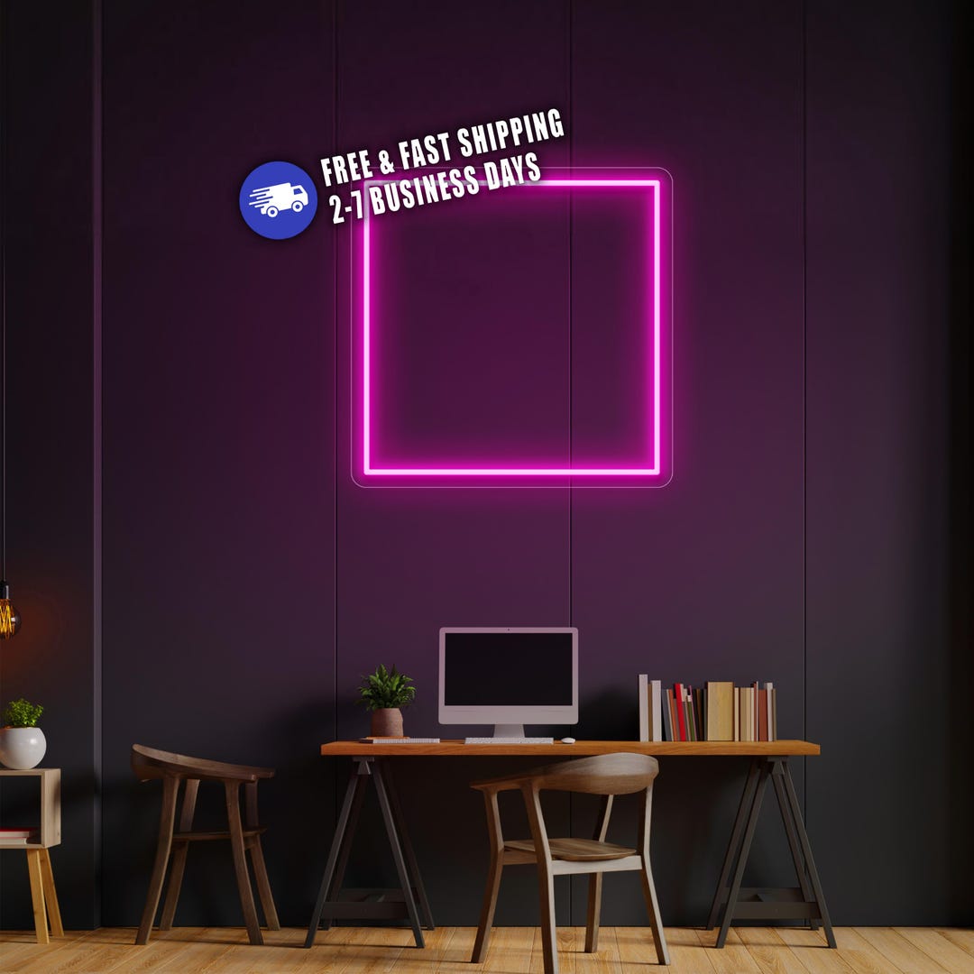 Pink Led Square Pink Neon Wall Square Led Light Sign Aesthetic Room Decor, Square Neon ...