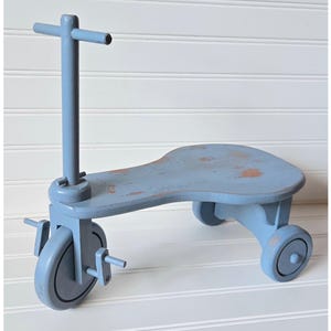 Vintage Scooter Toy Wood Kiddie Kar Tricycle Doll Accessory Photo Prop Decorative Decor Blue Photography Nursery Decor Wooden