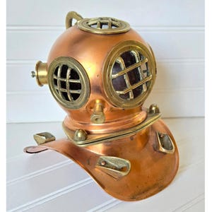 Divers Helmet Copper Brass Vintage Decor Decoration Desk Top Mask