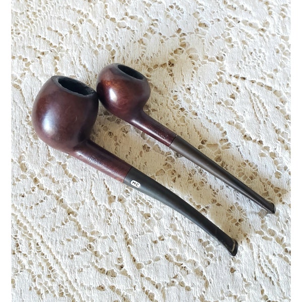 Vintage 1940s Tobacco Pipe Meerschaum Lined Mastercraft France Drury Lane London #502 Algerian Briar Lot Set 2