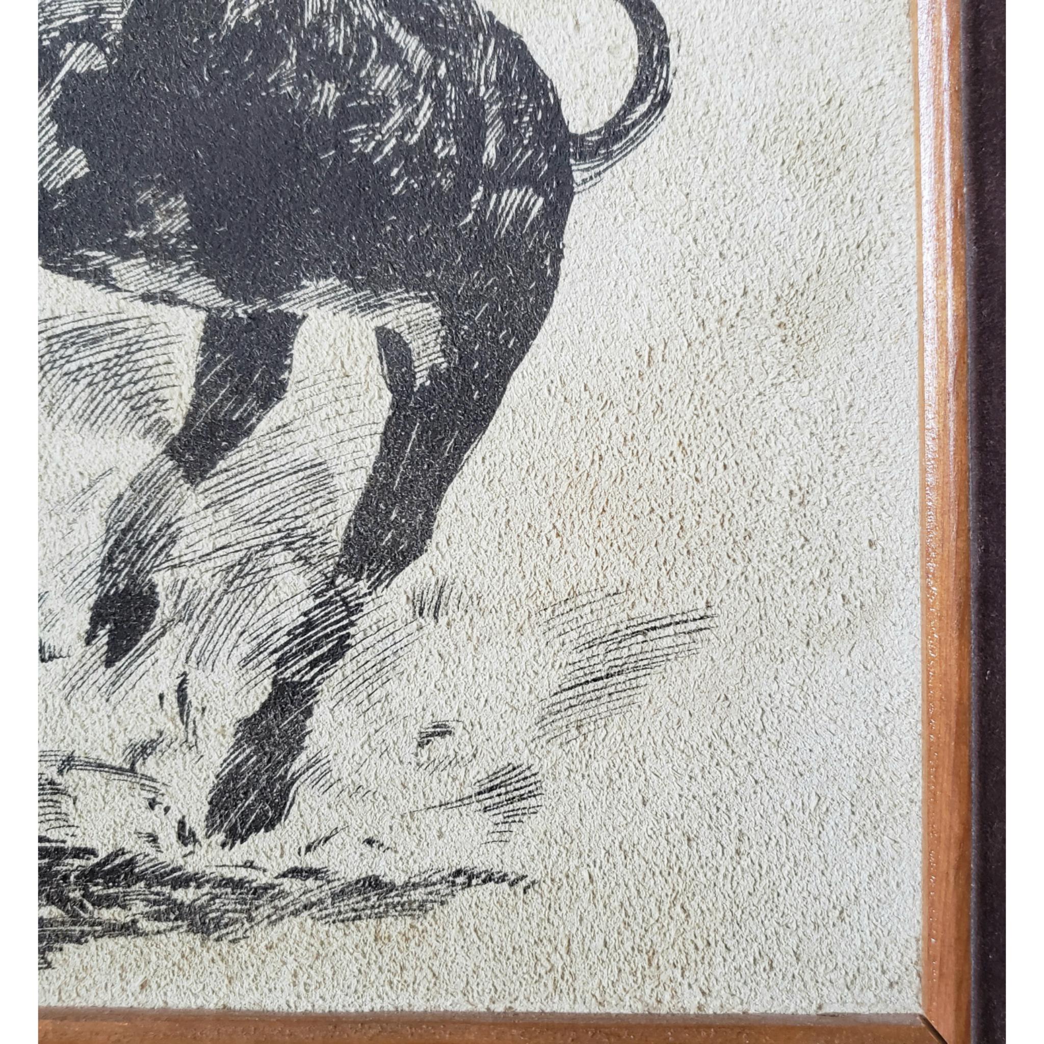 Vintage Cowboy Art Calf Roper Suede Pen Ink Drawing Artist Signed J.K ...