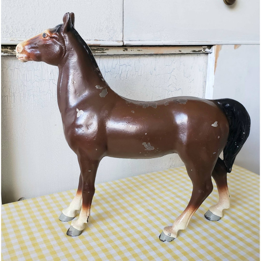 Vintage Cast Iron Horse Figurine Antique Hubley Original Paint Etsy