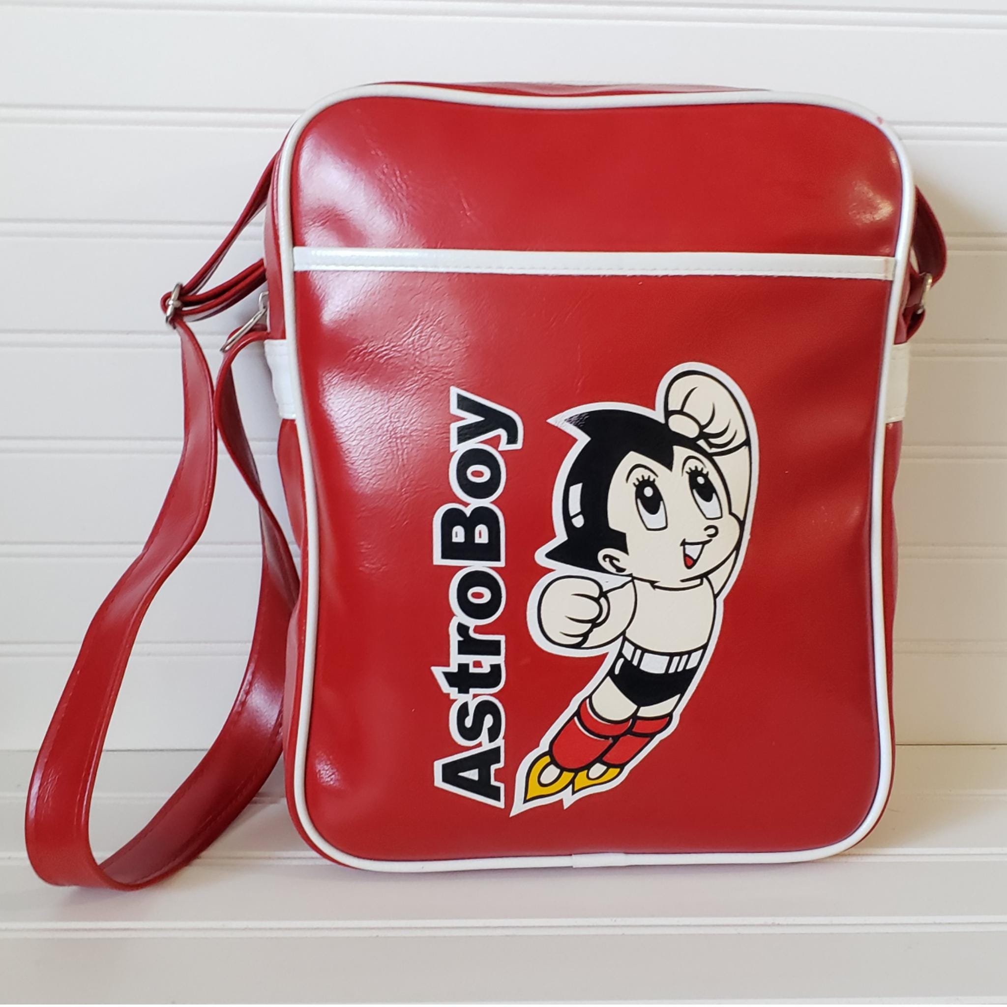Vintage Astro Boy Vinyl Bag Purse Red White Cross Body Book Bag