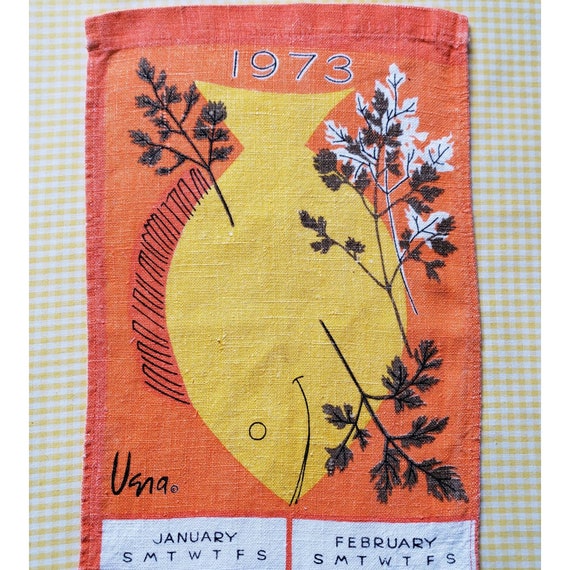 Vintage 1973 Vera Calendar Linen Towel Orange Fish Retro Litchen  Collectable Kitsch Decor - Etsy