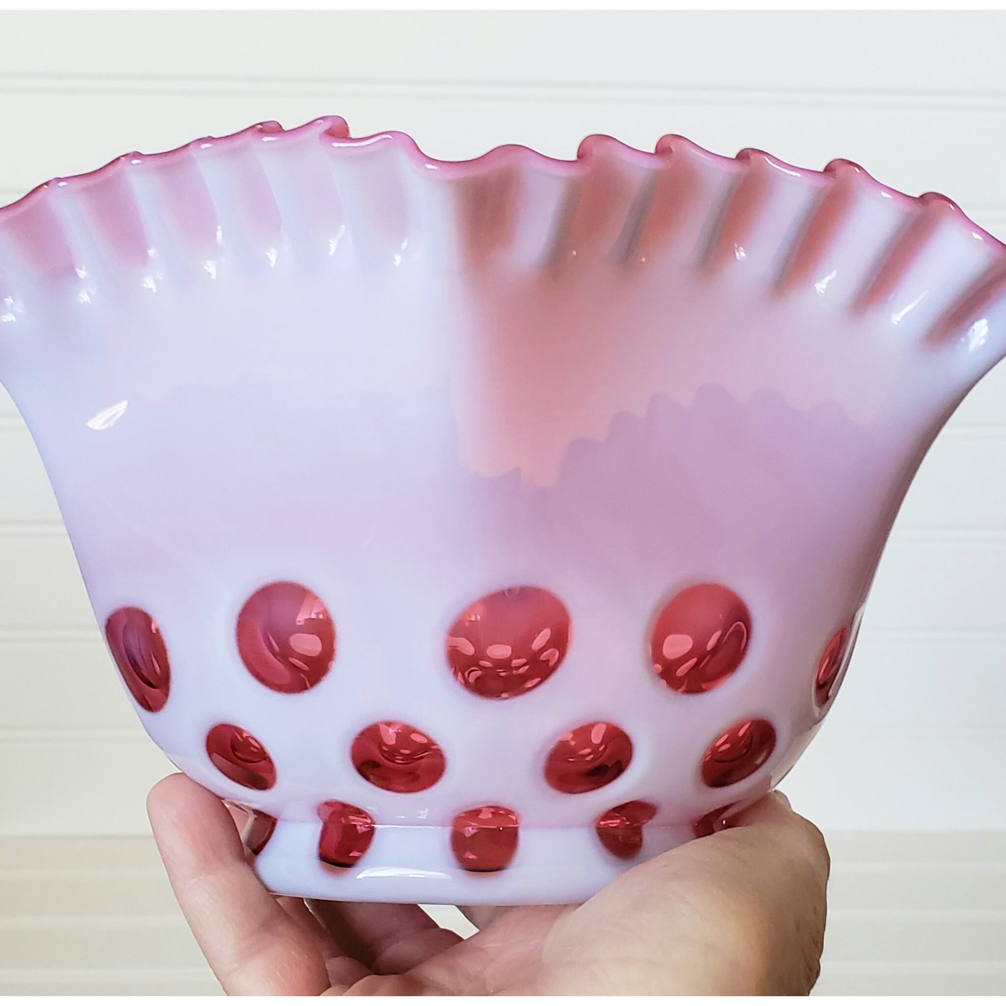 花瓶・フラワースタンド VINTAGE FENTON COIN DOT BOWL Fenton Coin Dot 10.5