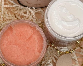 Kit Iluminador Leite de Aveia e Mel | Duo de Manteiga Corporal e Esfoliante Corporal de Açúcar | Kit de Luxo para Cuidados com a Pele | Produtos Essenciais para uma Pele Macia | Kit Presente