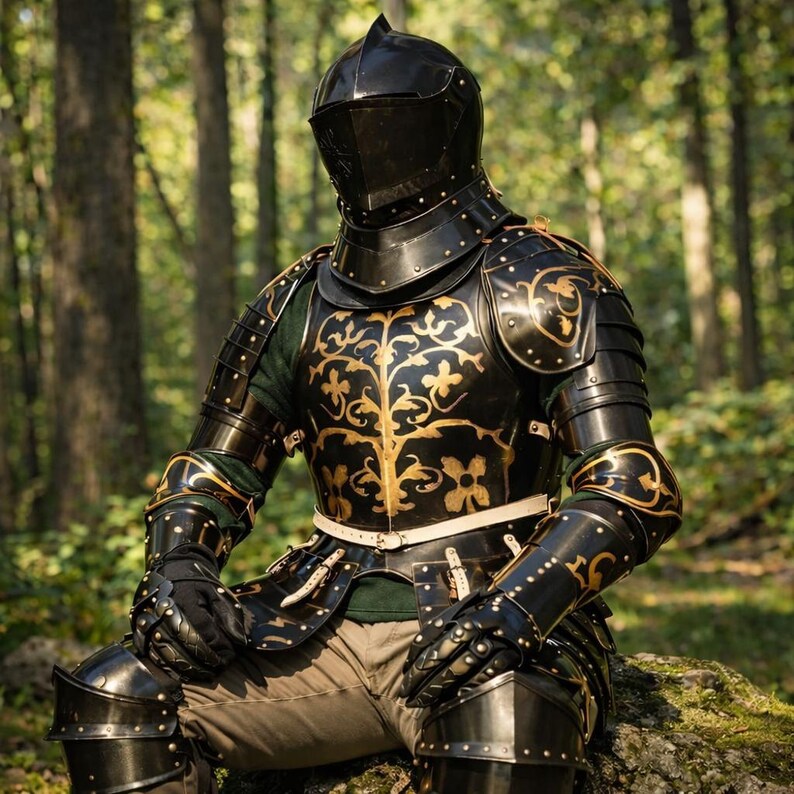 Wearable Medieval Knight Full Armor Suit | Black Gothic Steel Cosplay ...