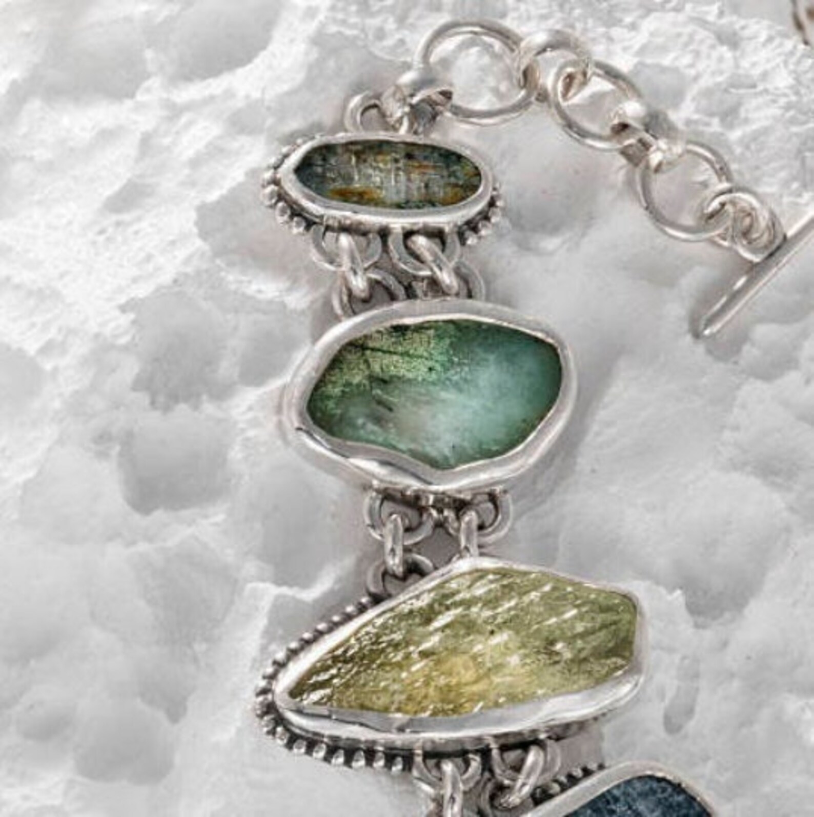 Blue and Green Bracelet Gemstone Bracelet Sterling Silver Etsy