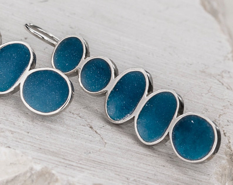 Sterling Silver Dangles Long Hanging Earrings Contemporary Etsy