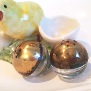Vintage Chicken and Egg salt and pepper shakers, Egg cups, Hand painted ceramic DARLING image 2