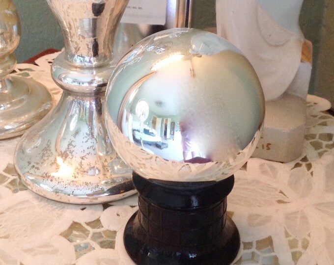 Vintage Mercury Glass Gazing Ball, Zeller 1930s, Butlers Ball, Mirrored