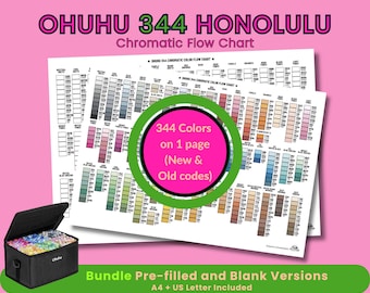 Ohuhu Honolulu 344 bundel kleurstalenkaarten | Sjabloon voorgevulde en lege markeringen | A4+VS-brief, pdf