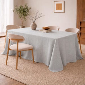 Light Grey Linen Tablecloth, Minimalist Dining Table Cover, Soft Washed Linen Table Cloth, Farmhouse Table Decor.