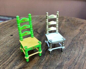 1980 DollFigure Accessory Mattel Tall 1980/'s Vintage toy Green Table and 4 Kitchen Chairs Vintage Rare THE LITTLES