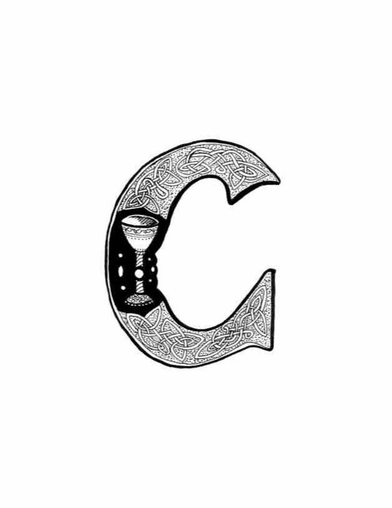 C is for Cup Digital Illuminated Capital C From an Original | Etsy
