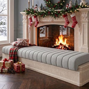 Custom Hearth Bench Cushion | 2.6 Inch Thick | Window Seat Cushion | Removable Washable Cover | Non-slip Backing | 75D Foam Insert