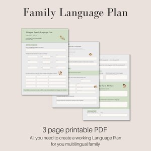 Raising Bilingual Kids | Toddler Language Plan | OPOL Worksheet Printable PDF | Spanish French Arabic Japanese Hindi Turkish Polish Russian
