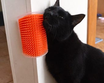 Spazzola angolare per gatti, auto-toelettatrice da parete, rimuovi peli, massaggiatore, giocattolo per gatti