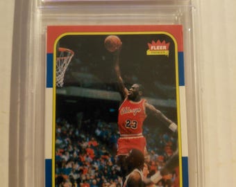 1986-87 Fleer #8 Michael Jordan Rookie Sticker Basketball Graded