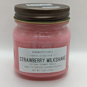 Strawberry Milkshake Soy Wax Shimmer Candle
