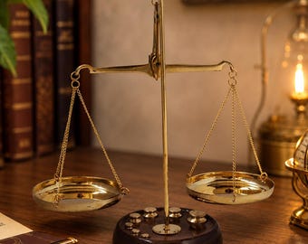 Handmade Brass Weighing Scale Decor | Vintage Balance Tarazu | Old Style Apothecary Scale