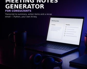 AI Meeting Notes Generator Python Tool | Transcript to Summary, Action Items & Recap Email | Zoom Meet Otter | Digital Download
