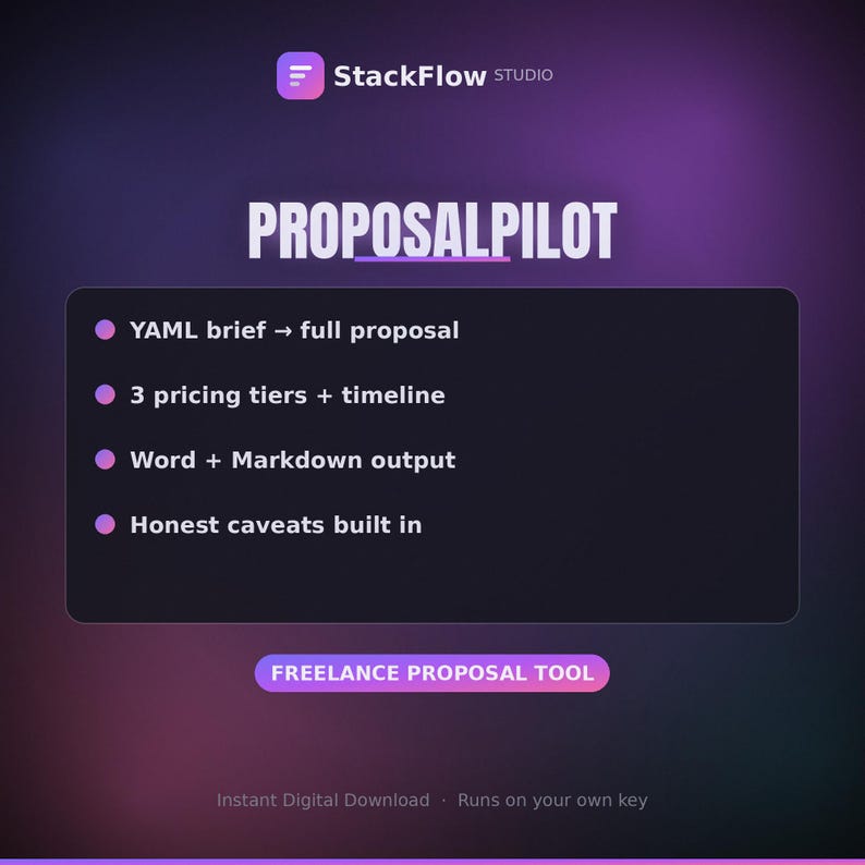 Client Proposal Generator Python | Freelance Agency Proposal Template Automation | Word + Markdown | Digital Download image 2