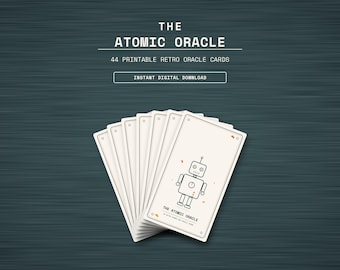 Cartes Oracle Rétro, 44 ​​cartes imprimables style années 50, téléchargement numérique, guide et autocollants | L'Oracle Atomique