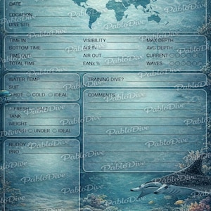 Manta Scuba Dive Log Printable | Digital Dive Log Book | Diving Journal PDF | Underwater Log Sheet | Scuba Tracker | Dive Gift